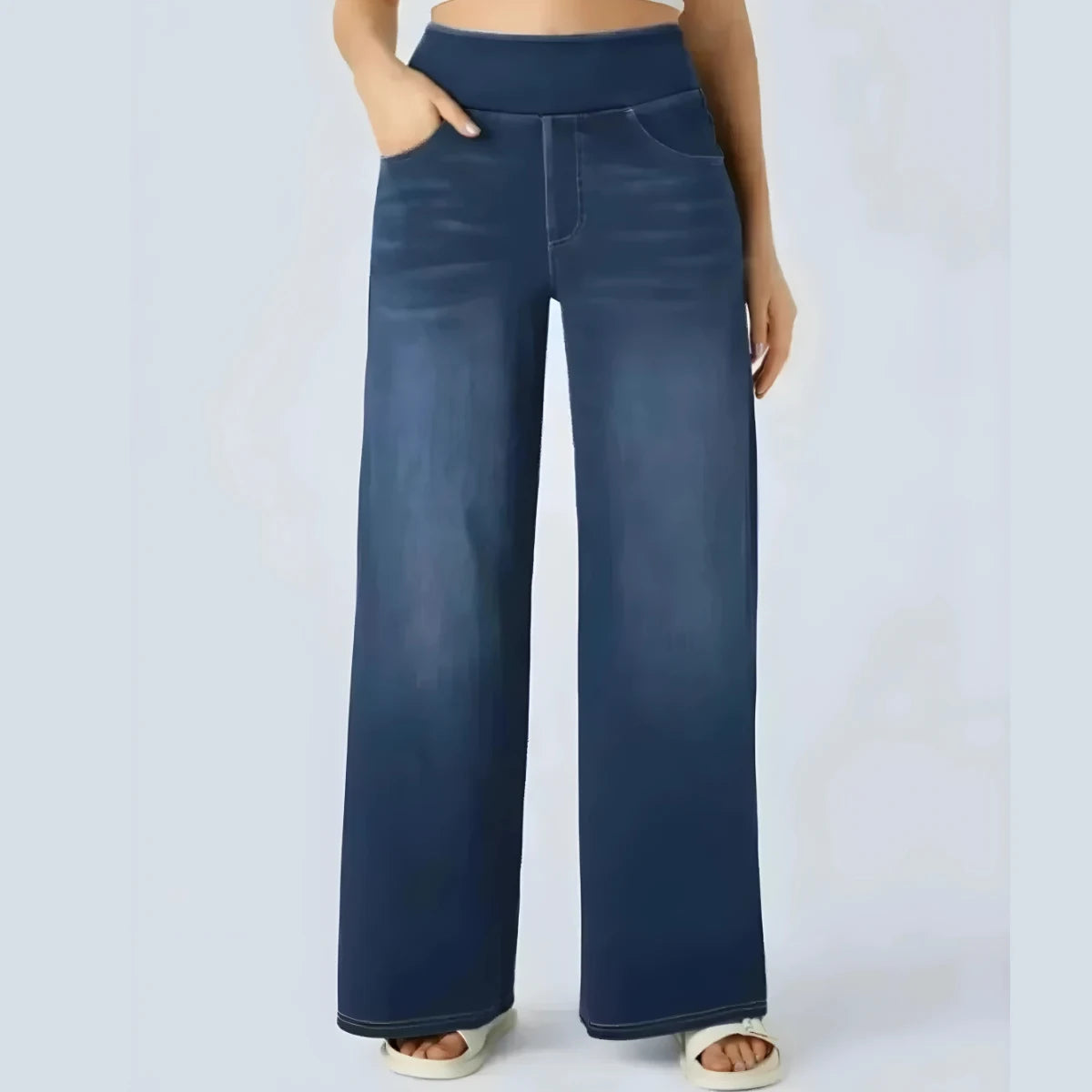 Washed High Waist Straight-Leg Jeans