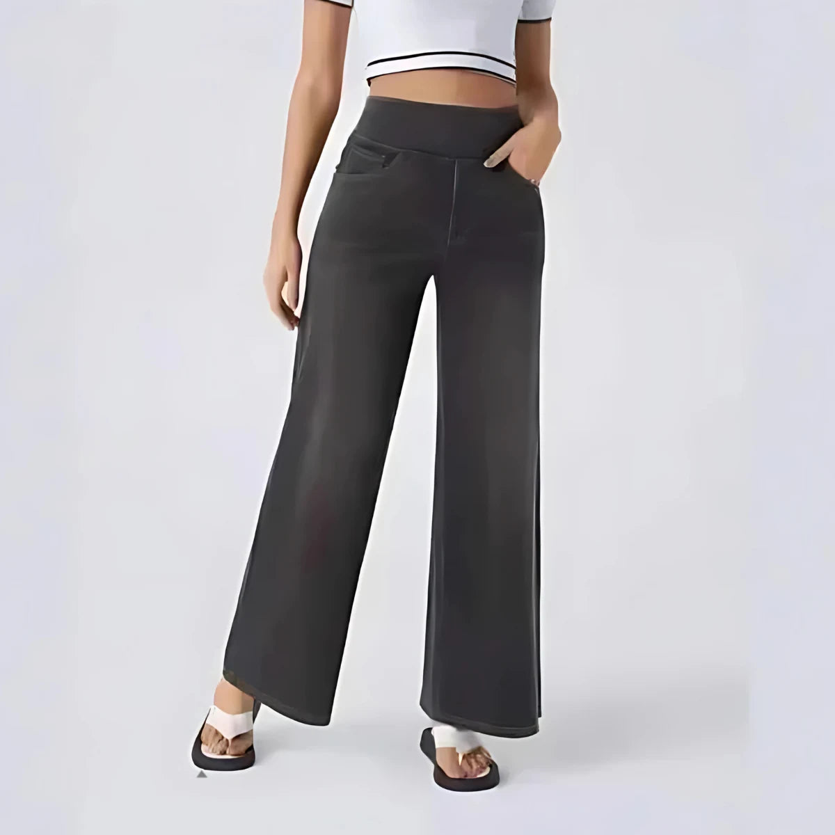 Washed High Waist Straight-Leg Jeans