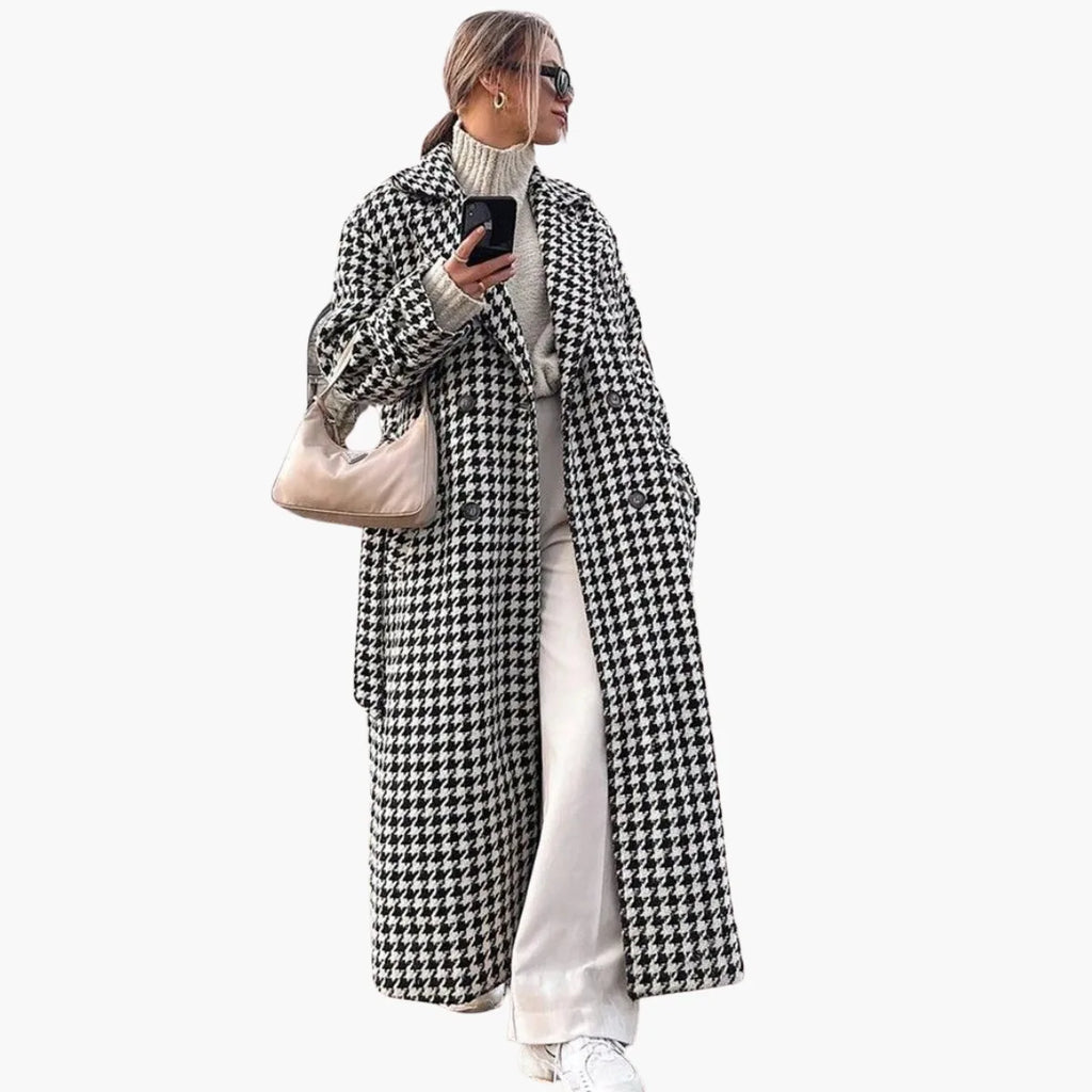 Houndstooth Double-Breasted Coat