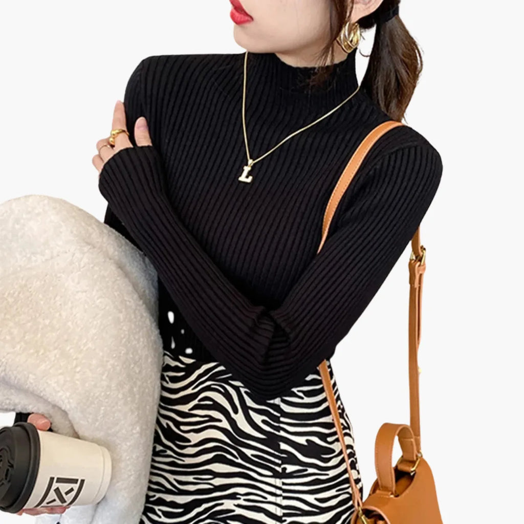 Winter Slim Knit Mock Neck Sweater