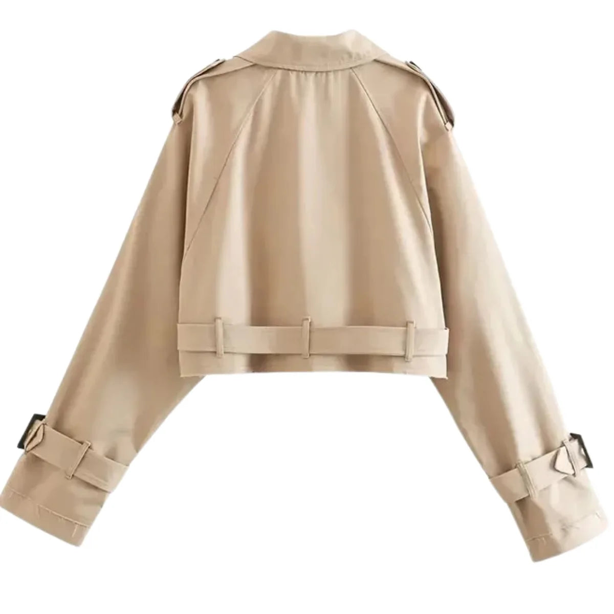 Cropped Belted Trench Jacket